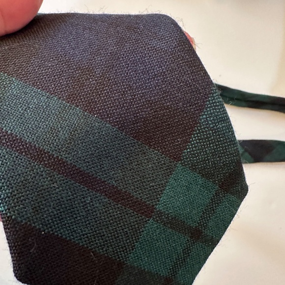 Ingles Buchan Wool Necktie made in Scotland Blue/Green Plaid - Picture 2 of 6